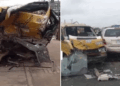 Driver dies as car rams into bus in Lagos