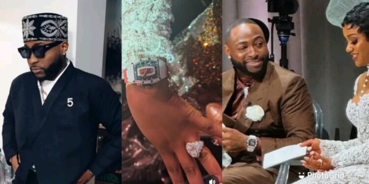 CHIVIDO: Davido gifts Chioma $300,000 Richard Millie watch at their white wedding