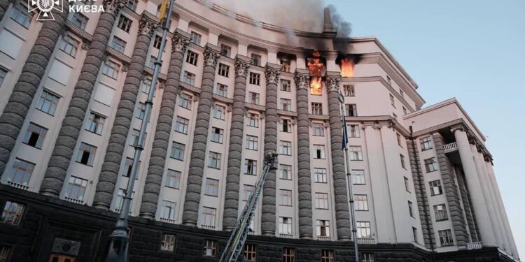 Russia bombs Ukrainian government building for first time in war’s largest air attack