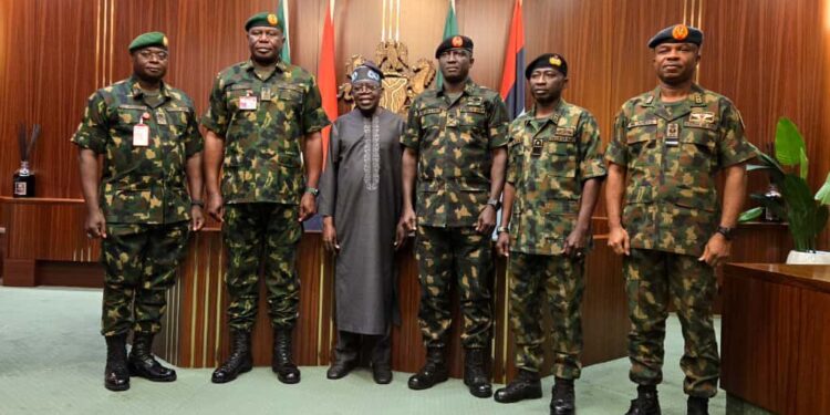 Tinubu meets new service chiefs at Aso Villa