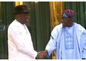 Tinubu receives Jonathan in Aso Rock after return from Guinea-Bissau
