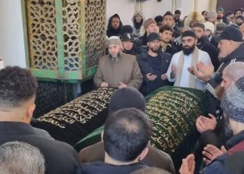 Anthony Joshua attends funeral prayer for friends at London mosque