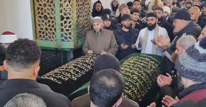 Anthony Joshua attends funeral prayer for friends at London mosque