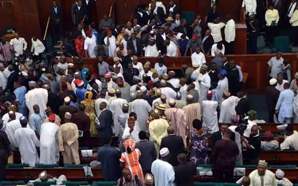 Opposition lawmakers stage walkout as Reps approve Akpabio’s manual collation of results as backup