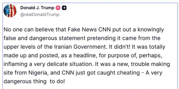 Trump attacks CNN over framing of Iran-US ceasefire deal