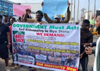 Protesting youths in badan call for rescue of Ogbomoso school children, teachers
